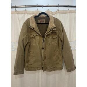 Levi Strauss XL Brown Canvas Sherpa Lined Trucker Utility Work Jacket Men’s
